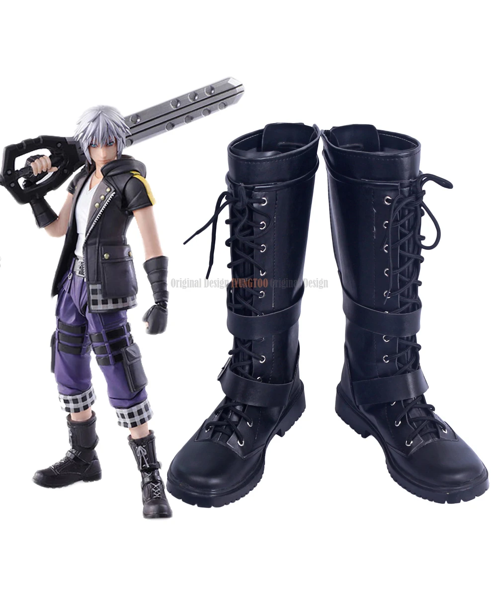 Scarpe Riku Cosplay Kingdom Hearts 3 Porta Arts Riku Stivali Cosplay Scarpe Nere Su Misura Di Qualsiasi Dimensione
