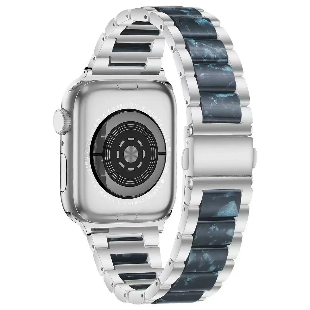 Metal+Resin Strap for Apple Watch Ultra2 49mm 9 8 7 45mm 41mm Luxury Stainless Steel Bracelet 6 5 4 SE 44mm 42mm 40mm 38mm Band