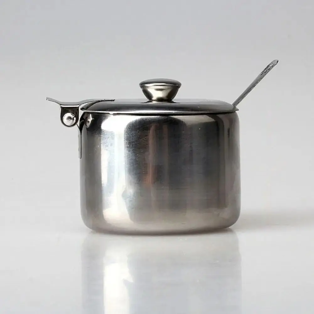Seasoning Jar 1Pcs Mini Sugar Container Lid Spoon Sauce Cans Sugar Jam Salt Pot Kitchen Supplies seasoning jar