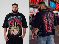 YA Trendy Brand Oversized T-shirt Street Leisure  Breathable Large Material Tshirt Animation Graphic Tee Short Sleeve Top 2