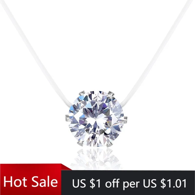 Популярное модное ожерелье POPACC с циркониевой подвеской полупрозрачная цепочка