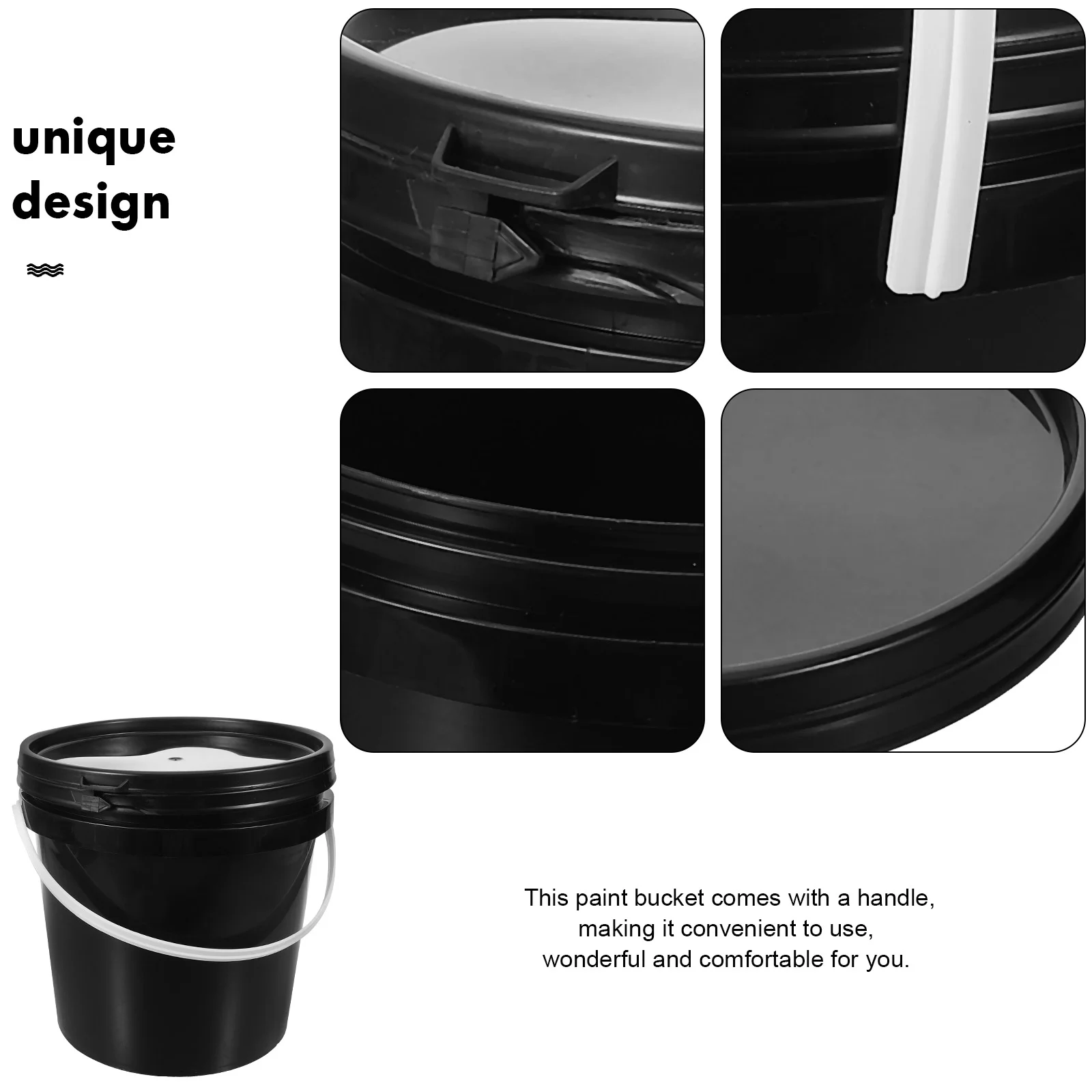 Plastic Handle Storage Black Light Blocking Bucket Paint Container Round Bucket With Lid Empty Can Gallon Plastic