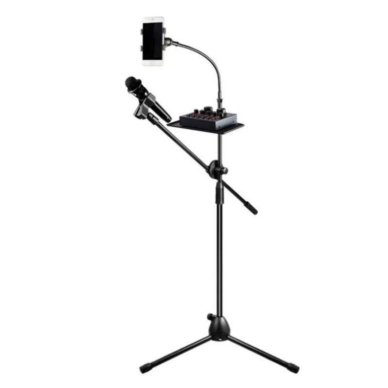 

Professional Karaoke Phone Mic Tripod Scissor Arm Floor Microphone Stand Floor Holder for Singing Live Broadcast