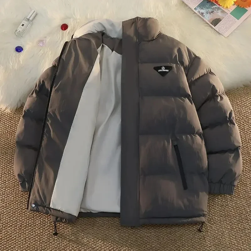Retro Style Single Breasted Parkas Warm Thick Letter Appliques Jacket 2023 Winter Women Casual Outerwear Vintage Fashion Coat