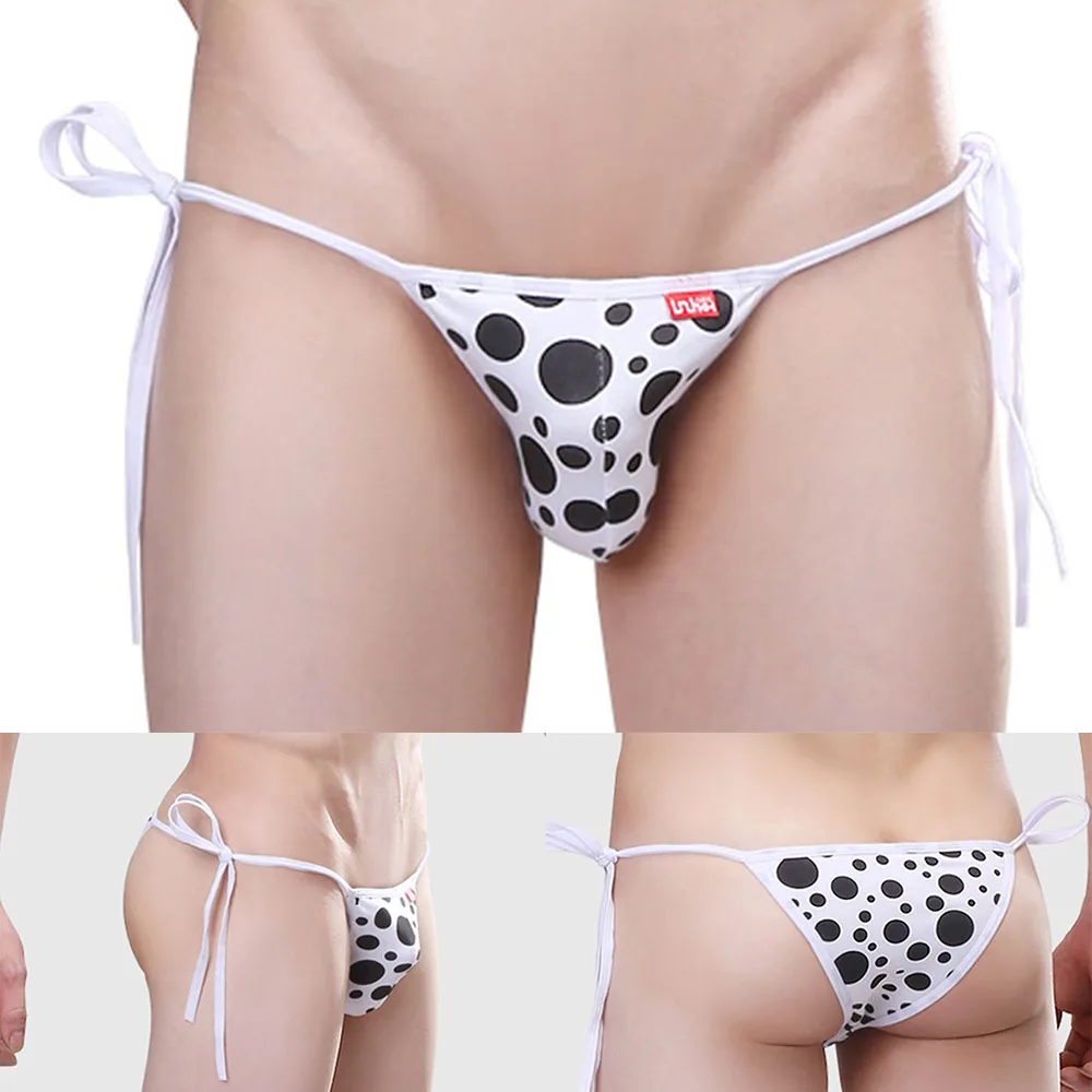 

Men New Cotton Straps Dots Briefs Ultra Thin U Convex Pouch Sexy Bikini Low Waist Bulge Bag Underwear Male Sissy Lingerie Tanga
