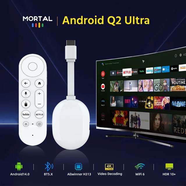 Global Mortal Android 4k Smart TV Stick Q2 Ultra 2GB RAM 16GB ROM  Dual Wifi 6 Multi Language Streaming Media Player TV Dongle