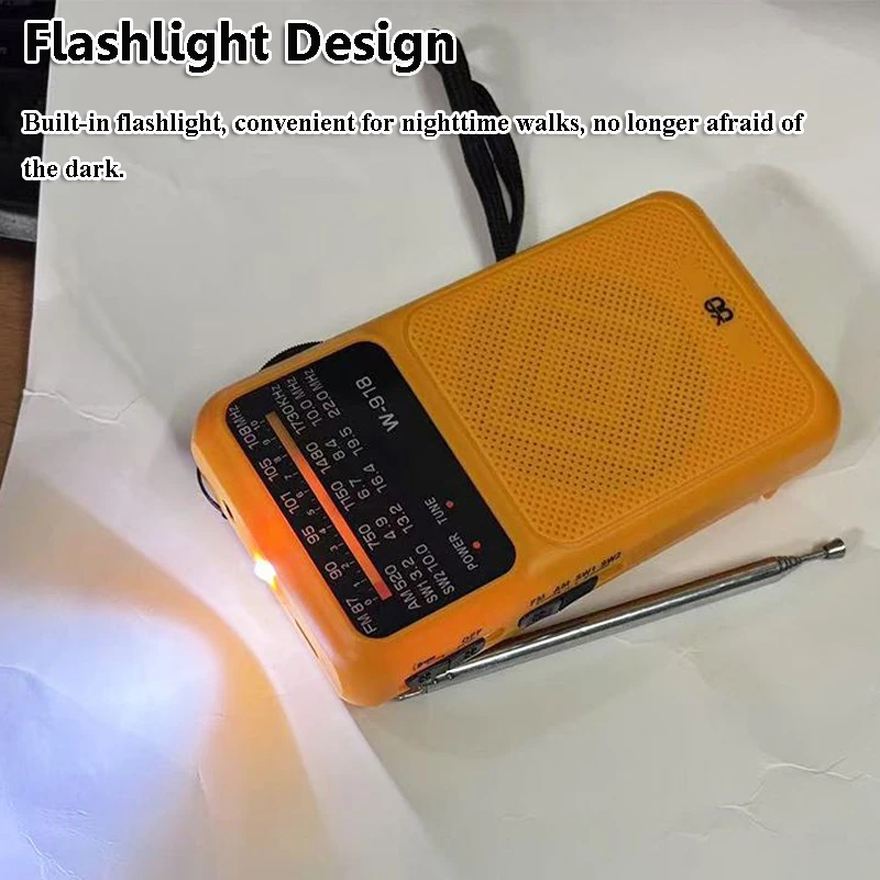 Mini Pocket DSP Radio HIgh Sensitivity FM AM SW Radios Receiver with LED Flashlight Loudspeaker 3.5mm Headphones Jack Rechargabl