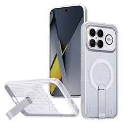 Honeycomb Cooling Stand Holder with Magnetic Ring Case - Premium Protective Cover - Poco C71 (Transparent)