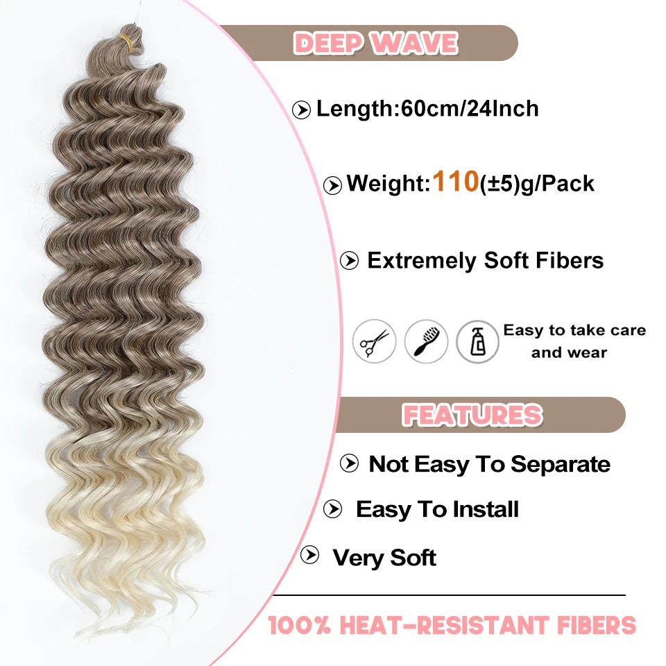 Afro Curly Deep Wavy Twist Synthetic Crochet Hair Ombre Blonde Brown Braiding Extensions for Women African Crochet Braids Hair 6