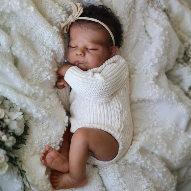 50 CM Vinly Limbs Cloth Body Asleep Reborn Baby Doll Toy For Girl Lifelike Black Skin Doll Birthday Gift Play House Toy 1