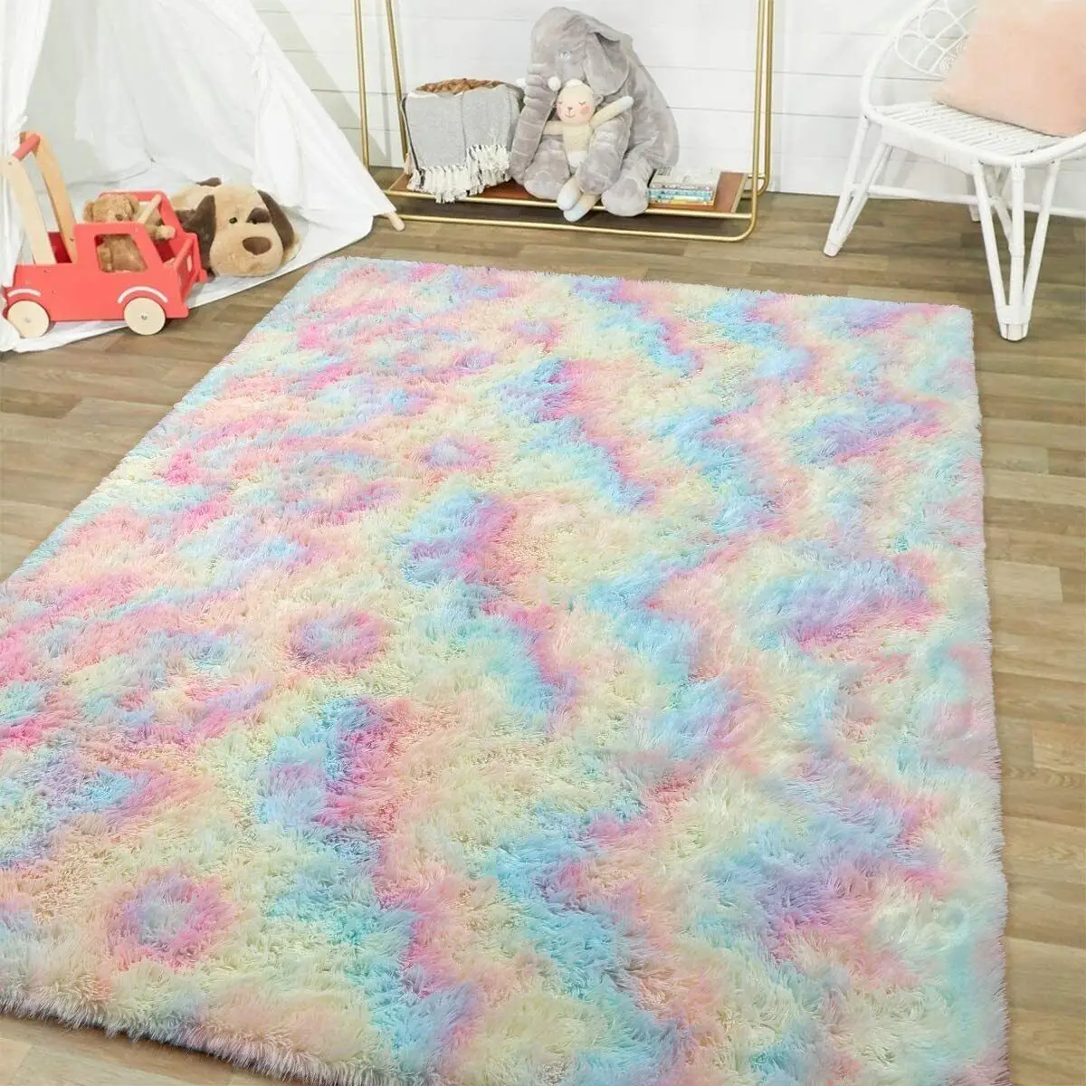 Shag Loomed Area Rug for Kids Play Room Warm Soft Faux Fur Luxury Rug Plush Throw  Rugs High Pile Rug Nursery Decoration Rugs