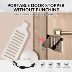 Portable Door Lock Punch-free Security Door Locker Safety Latch Metal Lock Home Room Travel Hotel Anti Theft Door Stopper Tool