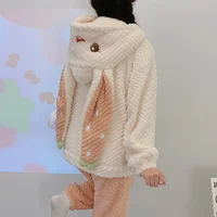 2024 New Plush Set for Women Thickening Hooded Long Sleeve Outfits for Women 2 Piece Set Cute Strawberries Printing Women Clothe - Image 2