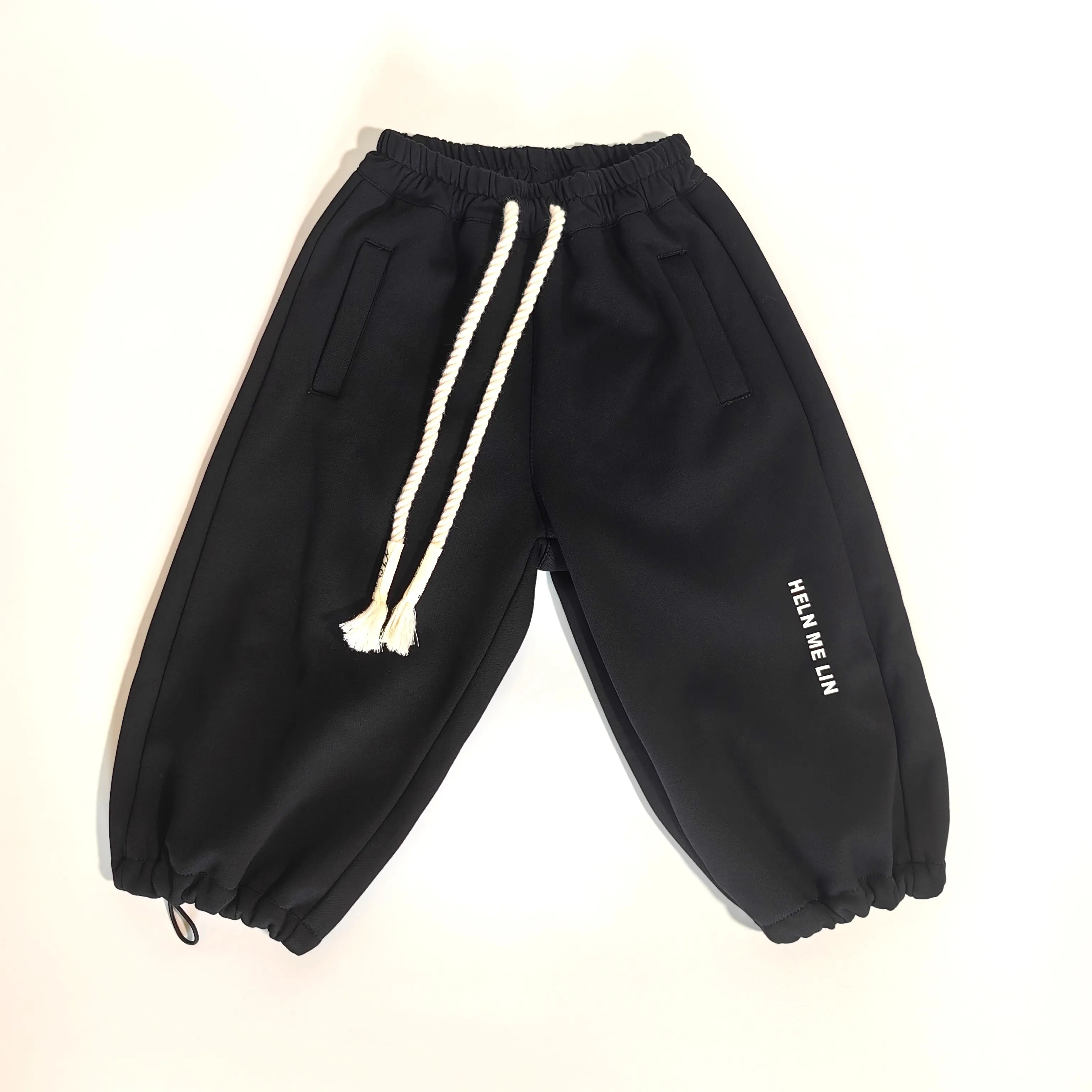 

Fleece lined interior harem style fashion sweat pant black for boys casual cool look extra warm