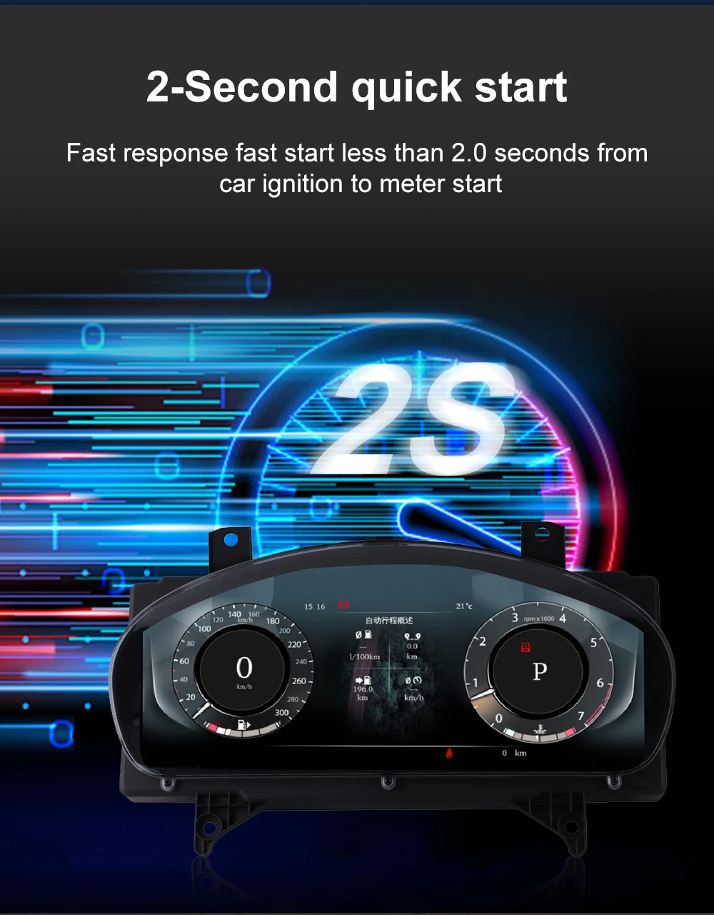 12.3”Digital Cluster Dashboard For Jaguar XJL 2010-2015 Speedometer Wireless Ca