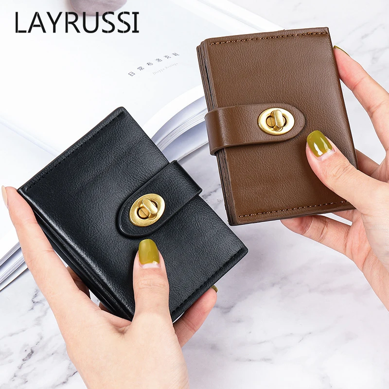 LAYRUSSI Fashion Short Buckle Card Holder Women's Wallet Folding  Houndstooth Clutch Purse Ladies Coin Purse Multi-card Card Bags
