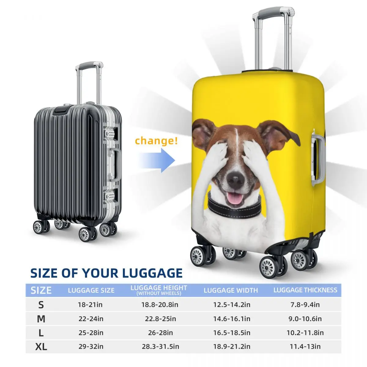 Custom Cute Jack Russell Terrier Dog Meme Suitcase Cover Washable Pet Animal Luggage Protective Covers for 18-32 inch 6