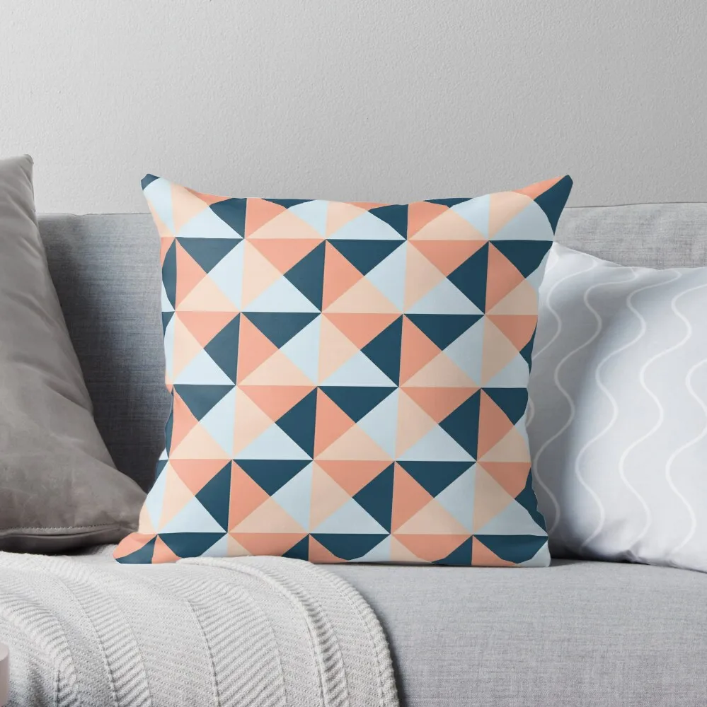

Coral Blue Peach Triangles Geometric Pattern Throw Pillow Cushion Child Sitting Cushion
