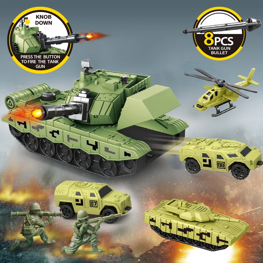 Military tank model (capable of launching missiles, catapult cars