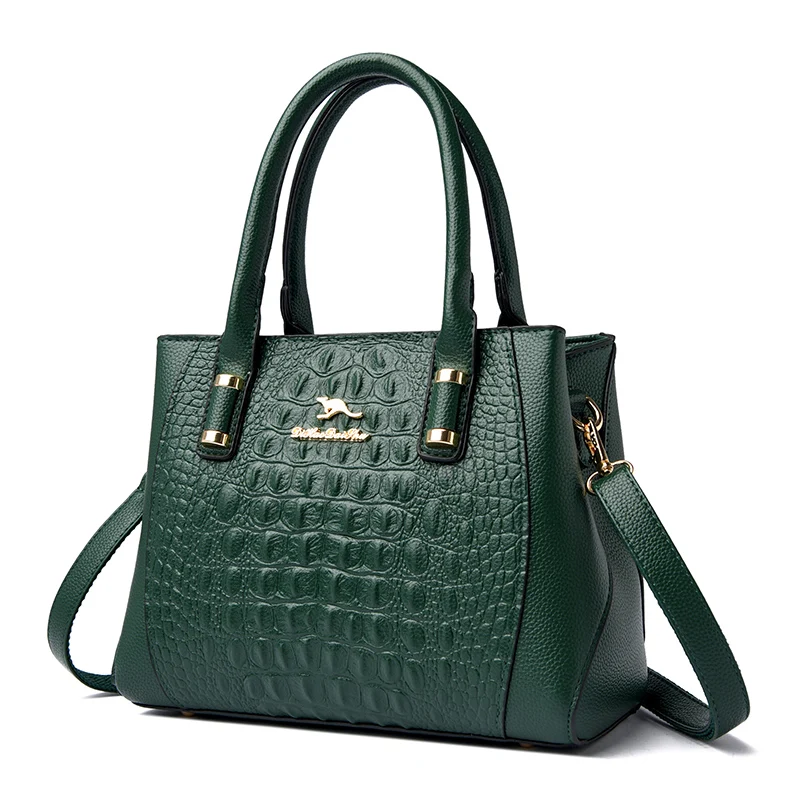 حقيبة كتف نسائية كلاسيكية منقوشة على شكل تمساح PU...