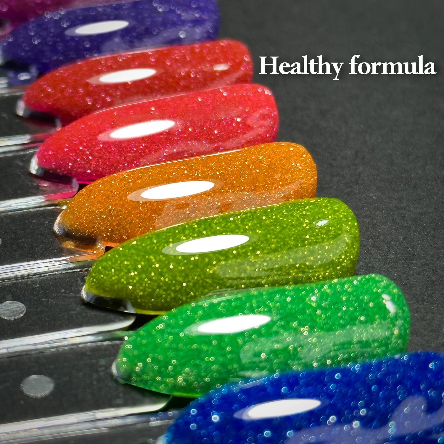 FZANEST Neon Glitter Gel Polish Glitter Pink Green Blue Gel Polish Orange Reflective Gel Nail Polish 5