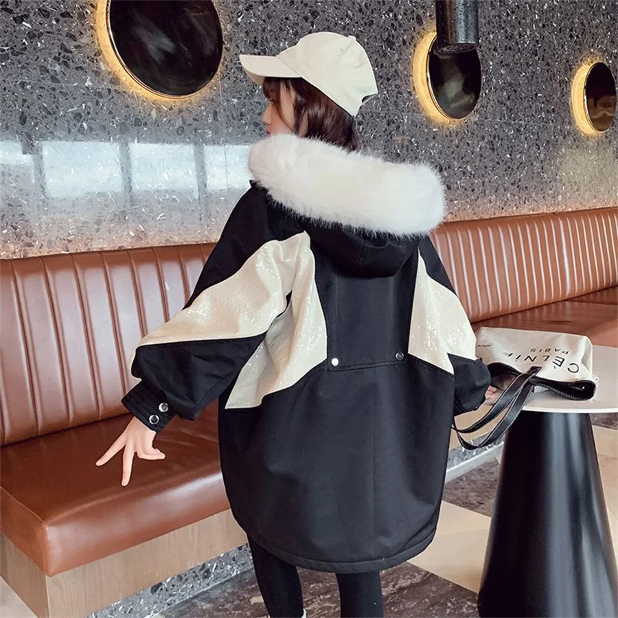

2022 Russian Winter Jacket For Girls Plus Velvet Warm Hooded Children Outerwear Coat 7-14 Years Kids Teenage Girls Parkas
