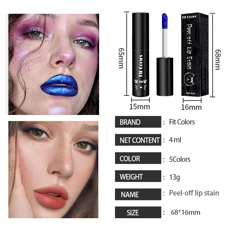 Blue Peel Off Liquid Lipstick Waterproof Tear Off Lip Gloss Long Lasting Moisturizing Sexy Red Lip Tint Lipgloss Makeup Cosmetic