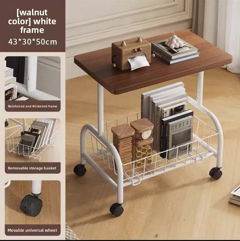 שולחן קפה דו שכבתי נייד, שולחן צד עגלה קטן, ספה לסלון, שולחן קטן למרפסת, מדף אחסון בסגנון עתיק