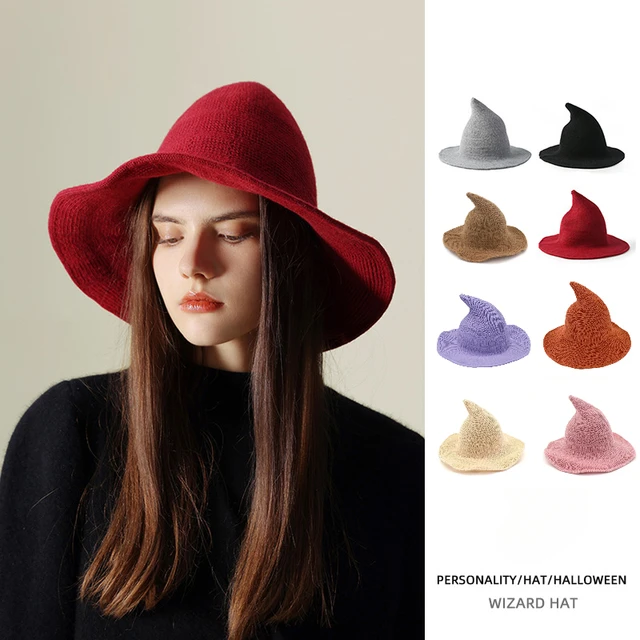Chapéu de Bruxa Vintage em Lã - Acessório Místico para Rituais Esotéricos e Halloween