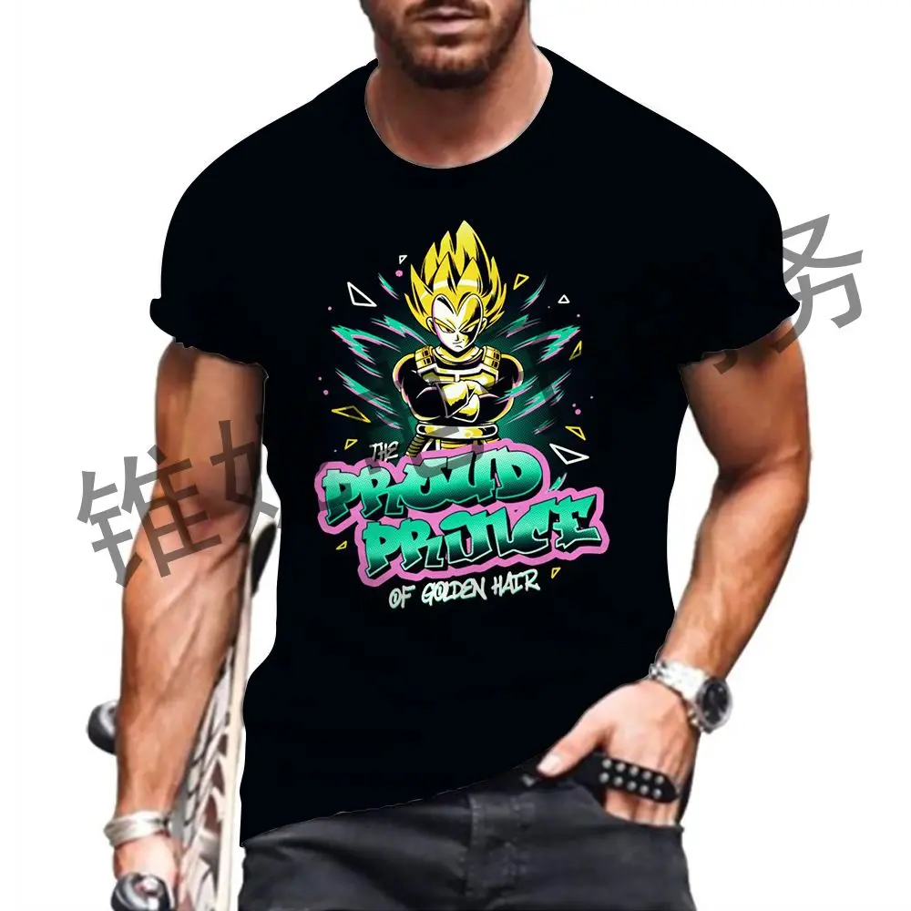 Vegeta Dragon Ball Z 손오공 남성용 티셔츠, 2024 사이어인 체육관 트렌드 Y2k O 칼라 반팔 티, 멋진 여름 애니메이션 탑, 110-6XL, 신상