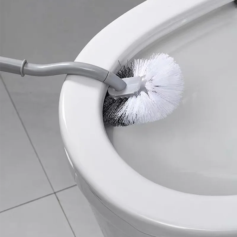 

Home S Toilet Brush with Holder Soft Bristles Wall Hanging Long Handle Punch-Free Bathroom Gap Corner Cleaning Tools Plastic