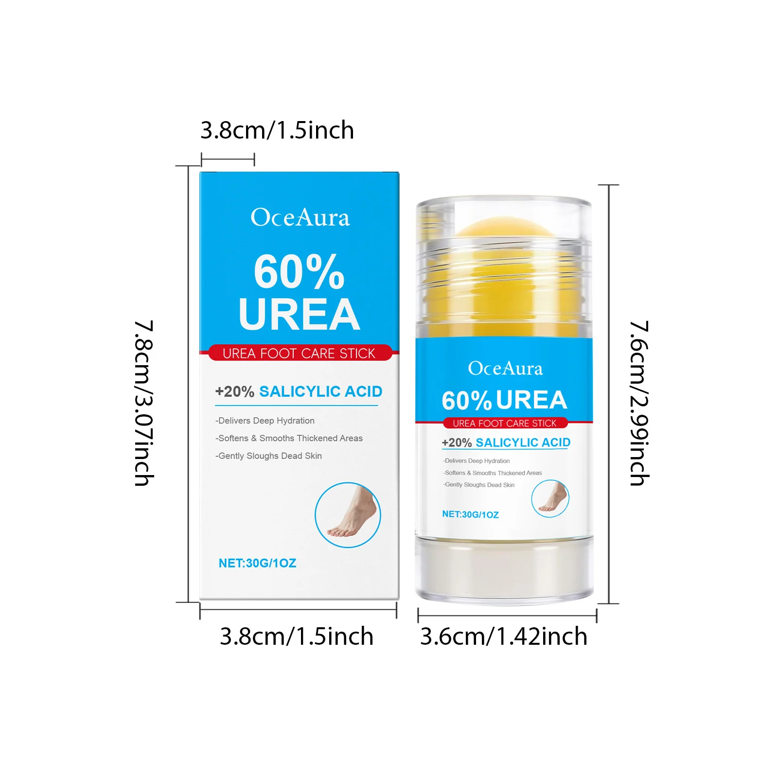 Foot Moisturizing Care Stick - Gentle Cleansing for Feet & Heels, Eliminates Odors, Refreshing & Moisturizing