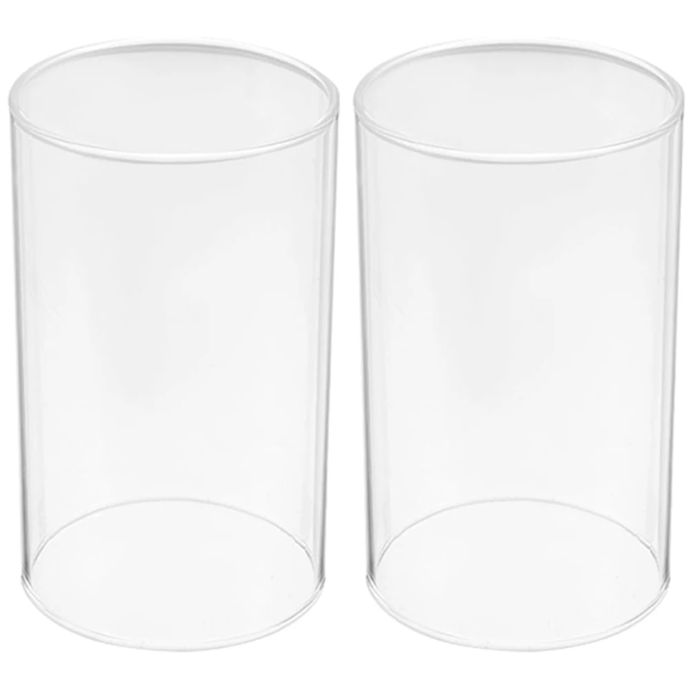 2PcsGlassCandleCoversCandleholderTubeShadeCandleChimneyTube