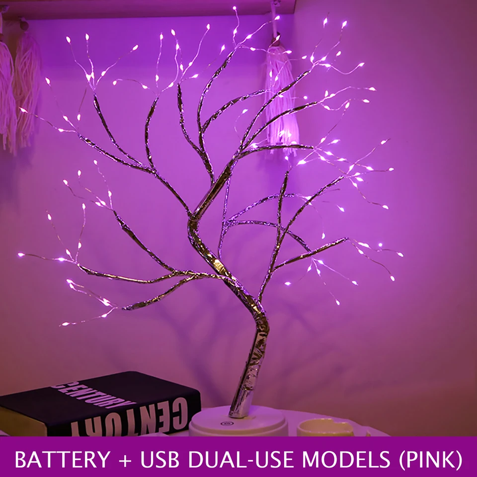 DUBENS Bonsaï Lumineux De Table Avec 108 LED En Fil De Cuivre - Lampe D'arbre Artificiel Pour Chambre à Coucher, Bureau, Noël, Fête, Décoration D' Intérieur (multicolore