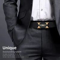 Casual Men's Fashion Automatic Buckle Leather Belt for Middle-aged And Young Business Casual Match All the Time Waist Belt