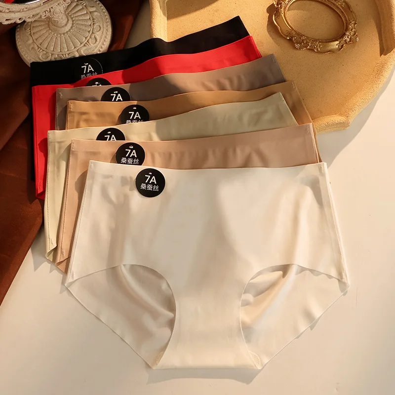 Description Picture 6 of itemFINETOO 3Pcs Seamless Mulberry Silk Underwear for Women Sexy Smoothing Invisible Soild Briefs Female Stretchy Lingerie M-XL New