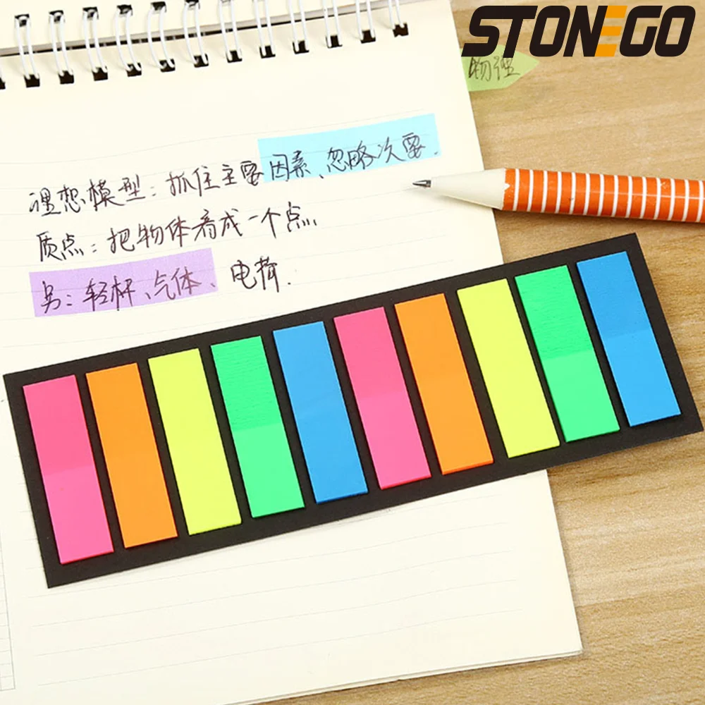 Paper Bookmark 200 Sheets Fluorescence Self Adhesive Memo Pad Sticky Notes Marker Student Office Supplies