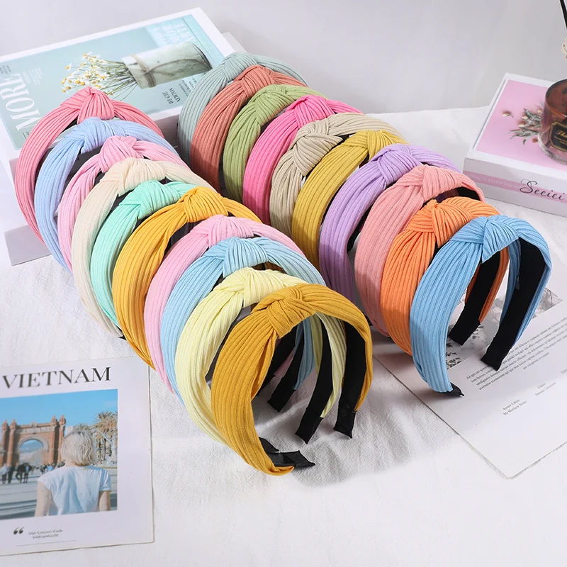 Fashion Knotted Headbands for Women Girls Solid Color Hair Band Simple Cross Knot Hairbands Hair Hoop Hair Accessories for Women