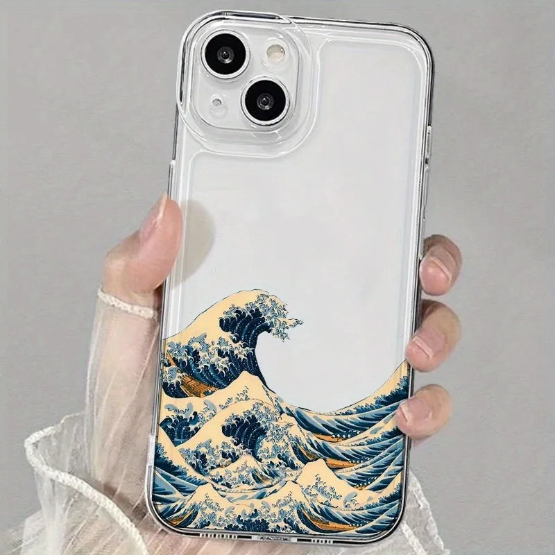 Creative Japan Wave Shockproof Transparent Phone Case Cover