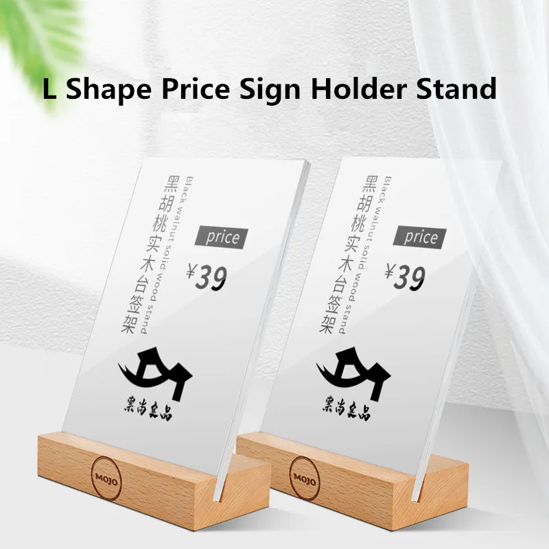 100x70mm L Shape Clear Acrylic Sign Holder Display Stand Picture Photo Frames Flyer Document Frame Price Label Paper Holder