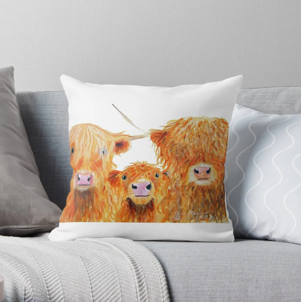 

WE 3 COOS HiGHLaND CoWS by SHiRLeY MacARTHuRThrow Pillow decorative sofa cushions decorative cushions for living room