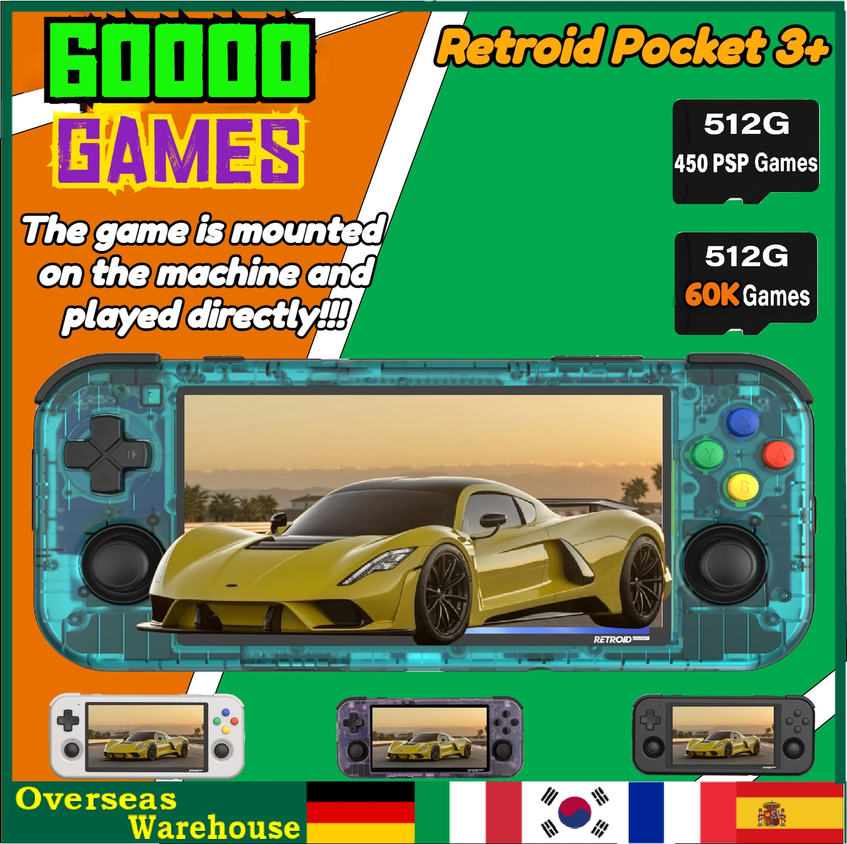 512GRetroidPocket347InchTouchScreenHandheldGameConsole4G