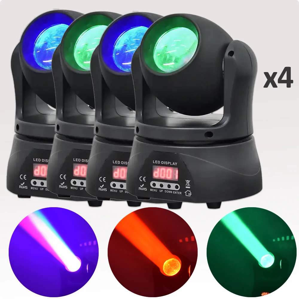 

4Pcs/Lot 60W Mini LED Beam Moving Head Light RGBW 4in1 DMX512 Stage Light Effect Stroboscope For Live Show DJ Nightclub Party