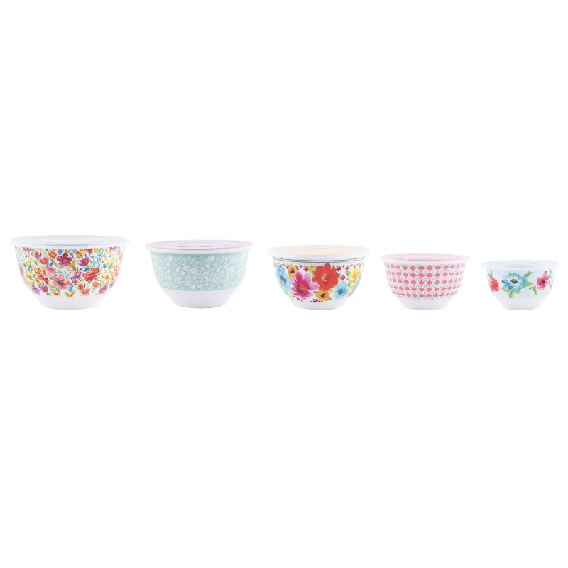 The Pioneer Woman 10-Piece Melamine Mixing Bowl Set, Fancy Flourish