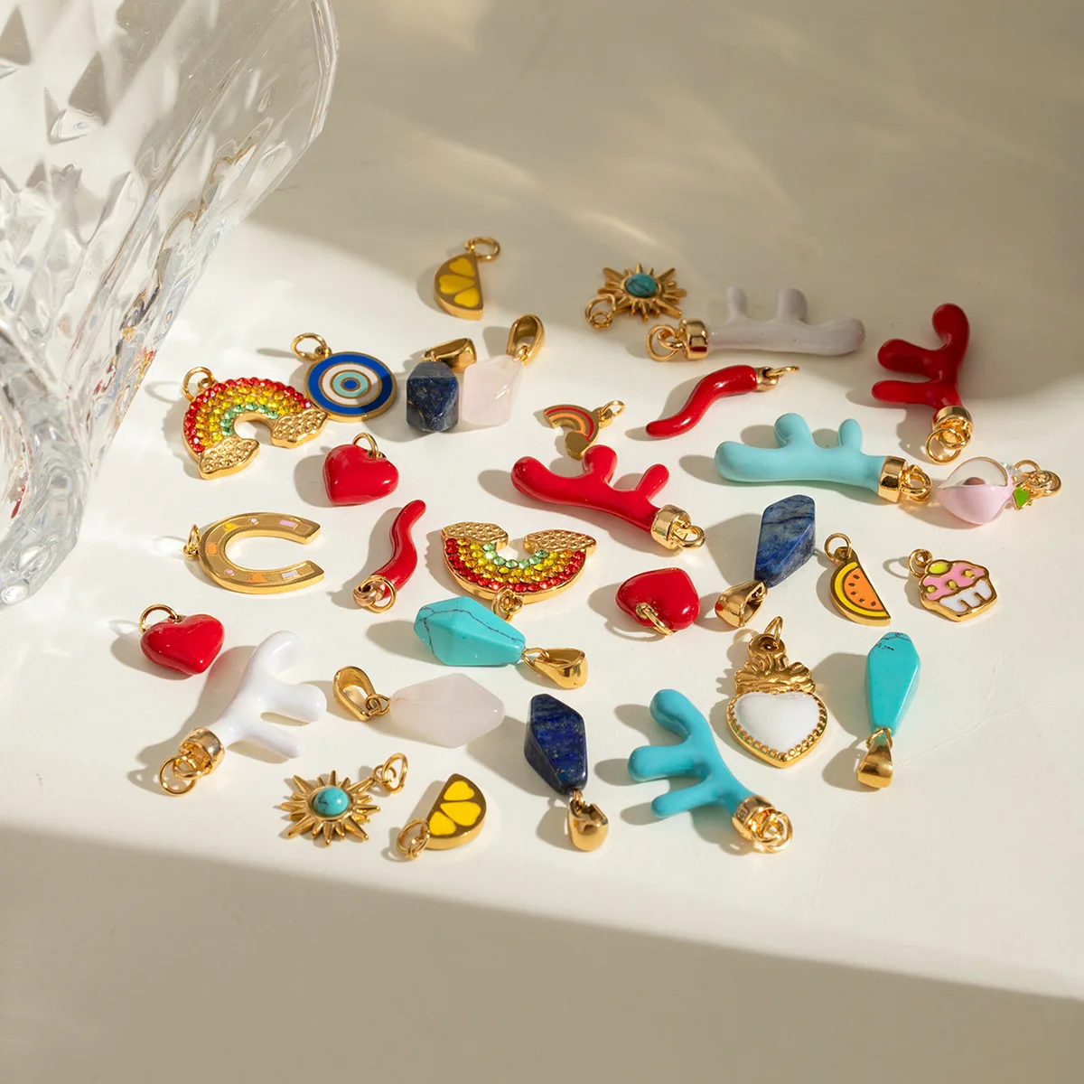 Charm Multiple Styles Coral Chili Rainbow Strawberry Watermelon Charms Pendant for Chain Neckalce Bracelet DIY Custom Jewelry