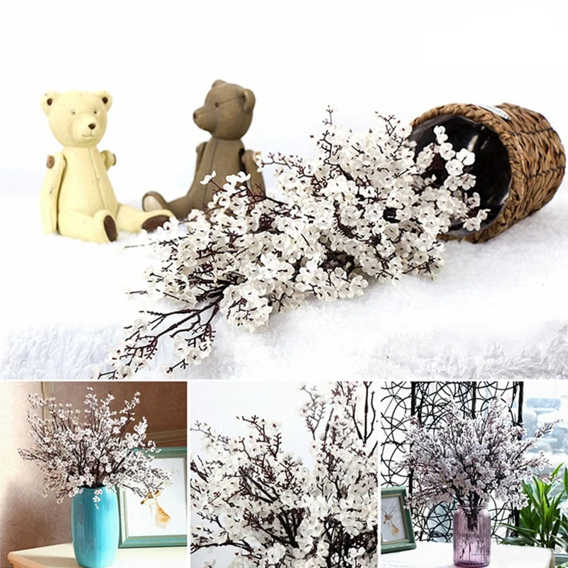 

5PCS DIY Artificial Flowers Long Stem Branch 50cm Bouquets Baby Breath Cherry Blossoms Home Decor