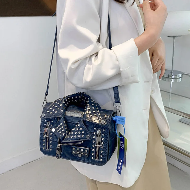 Brand Handbag For Women Classic Rivet Square Box Desinger Fashion Crossbody  Bag Denim Casual Ladys Shoulder Bag Luxury Style