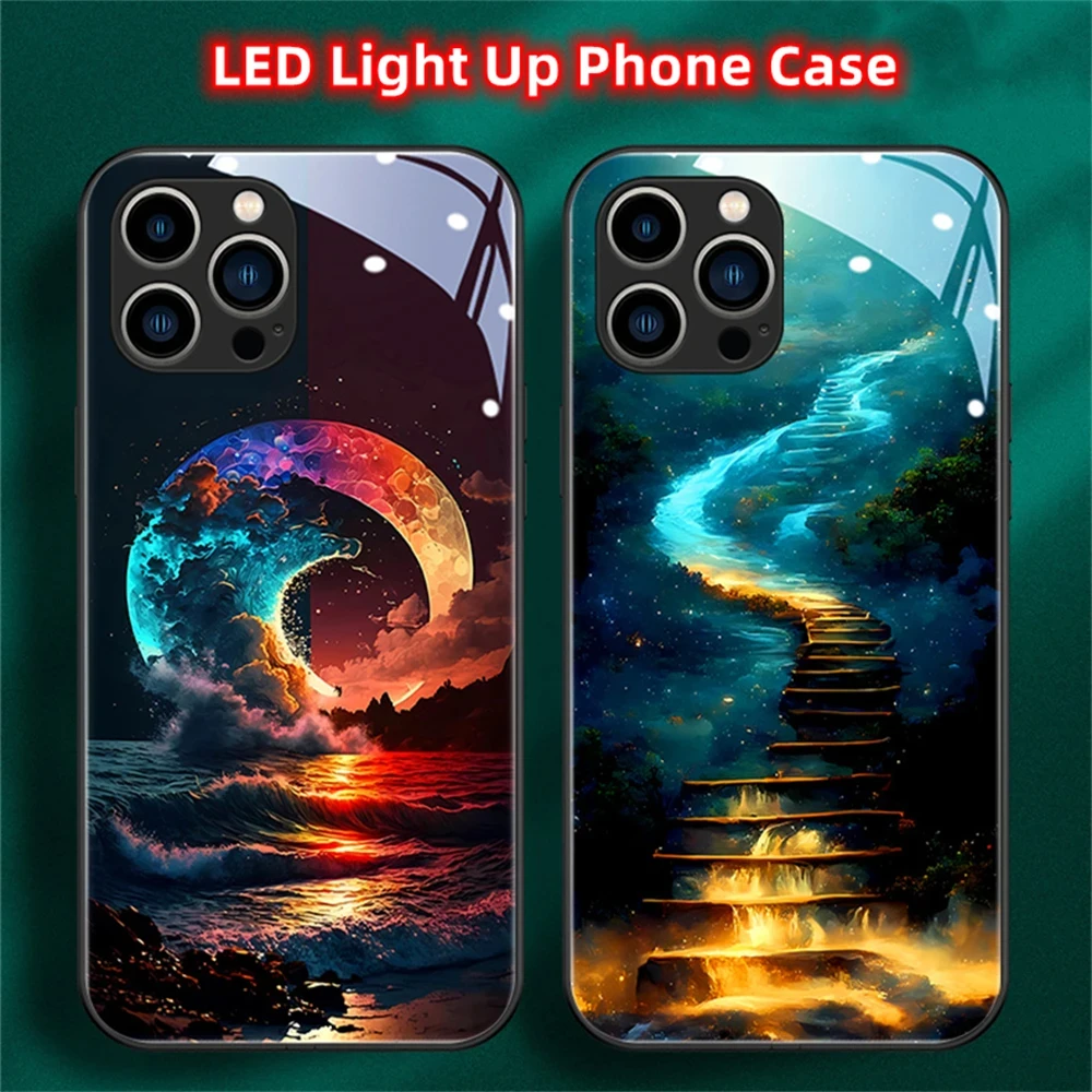 

Luxury Fashion Calling LED Flash Lighting Phone Case For iPhone 15 14 13 12 11 Pro Max X XR XS 7 8 Plus SE2020 Smart Back Cover
