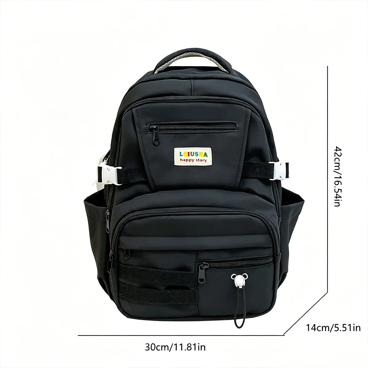 Dopamine Color Block Backpack Large Capacity Lightweight School Bag Cute Plush Pendant Adjustable Strap for Daily Campus Use 2