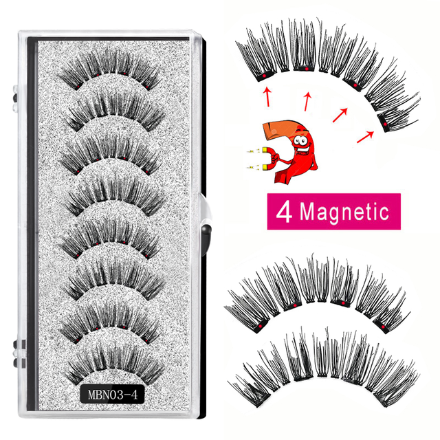 4 Magnet Magnetic Eyelashes Natural Long 3D Mink Lashes Magnetic False Eyelashes Extension with Faux Cils Magnetique 2022 New